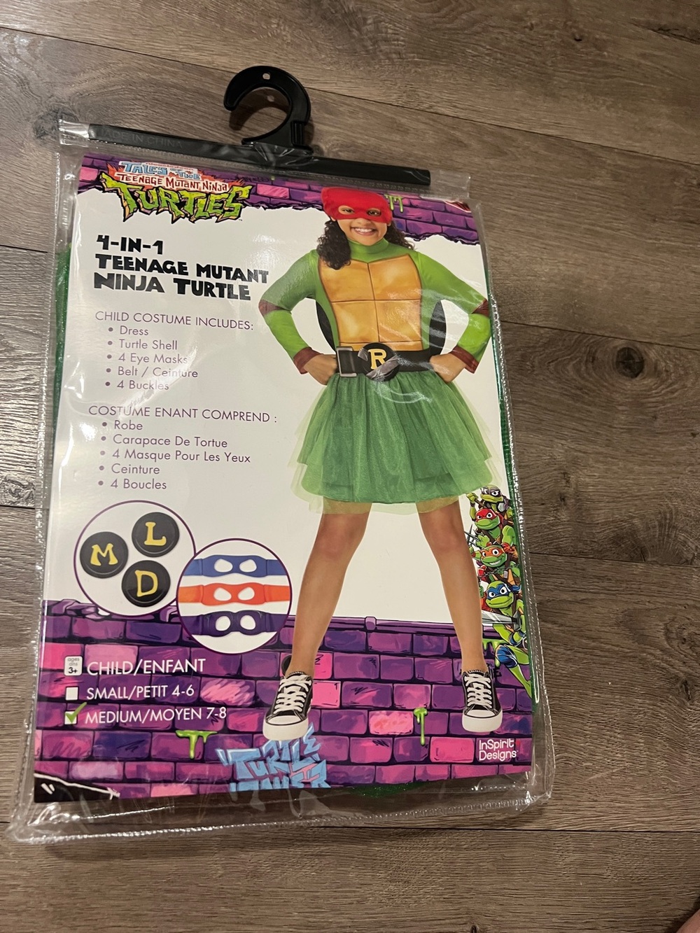 Teenage Mutant Ninja Turtles Girls 4 In 1 Costume Size Medium 7-8) New